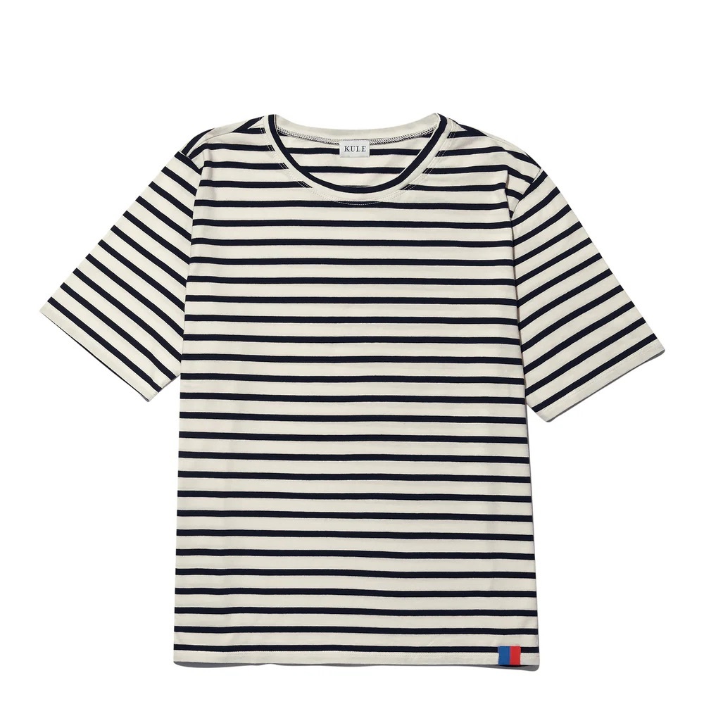 KULE Black and White Striped Short Sleeve Tee